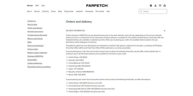 Farfetch-shipping