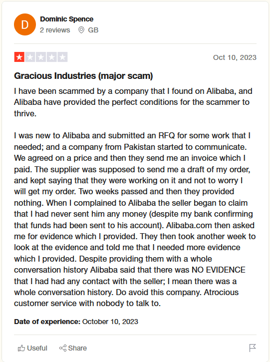Alibaba scammer