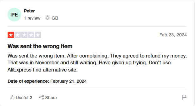 Aliexpress reviews wrong products